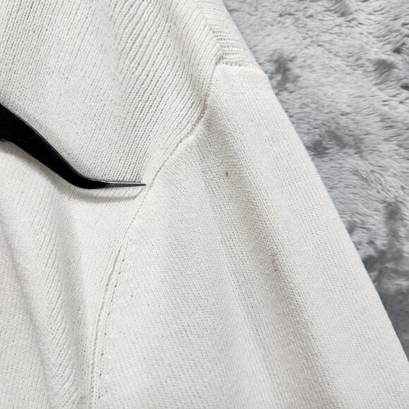 Vintage Notations Sweater Womens M White Black Tie Front Preppy Rayon Nylon Knit - Picture 5 of 10